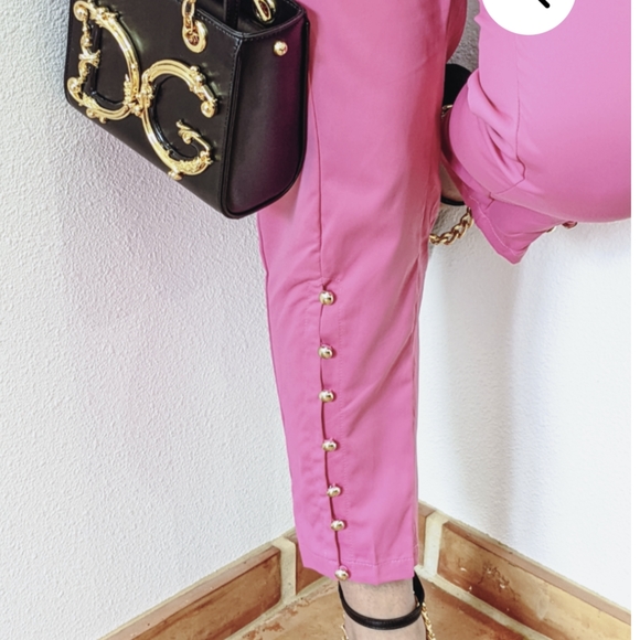 NWT DOUBLE BREASTED BUTTON UP PINK MATCHINH PANT SUIT SET Small-Large - Picture 6 of 8